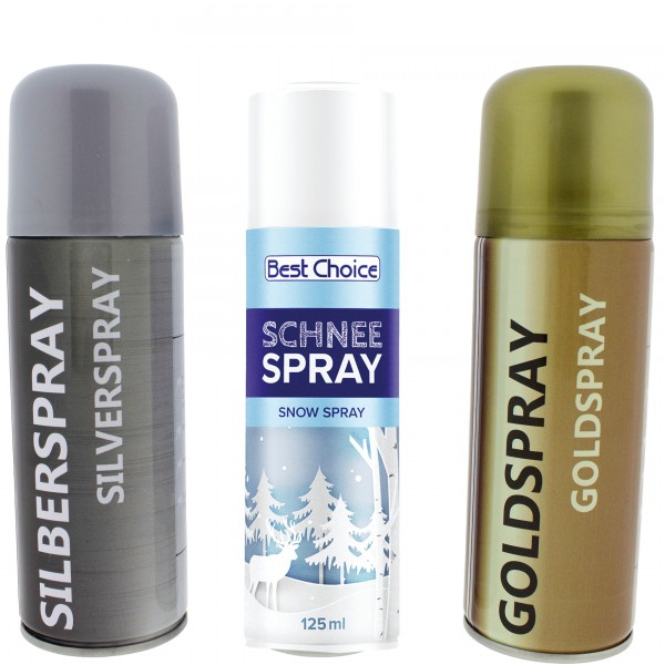 Dekoset 3-tlg. Schneespray - Goldspray - Silberspray