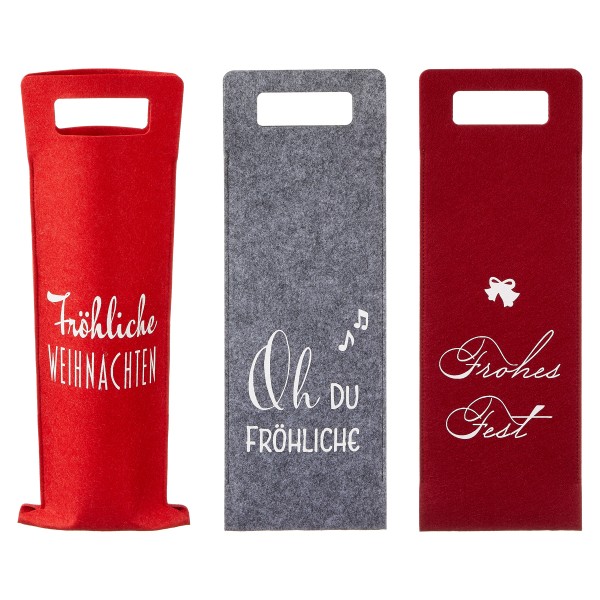 6 oder 12 Flaschentaschen aus Filz "Weihnachten" 41 x 14,5 cm