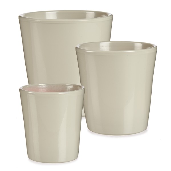 3er Set Blumenübertöpfe "Elena" aus Keramik - in konischer, runder und Zylinderform