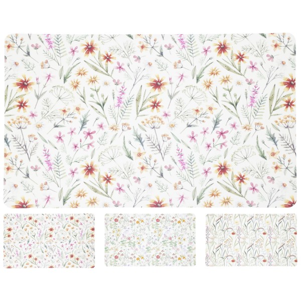 Hochwertige Blumen Platzsets aus Kunststoff im 6er Set, 43,5 x 28,5 cm