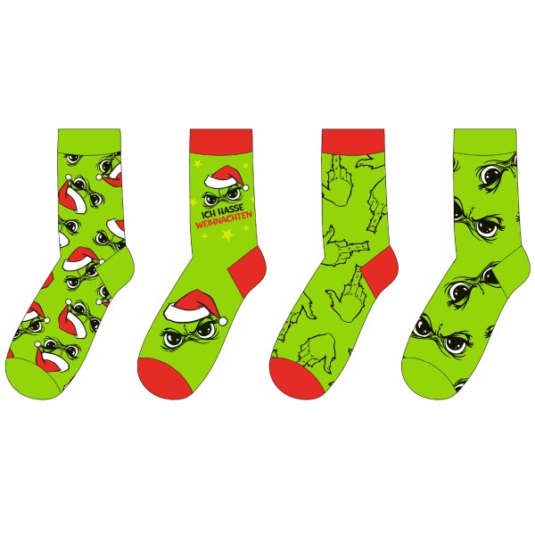 4 Paar Festtags-Muffel Socken - Einheitsgröße für Damen und Herren - vier Modelle