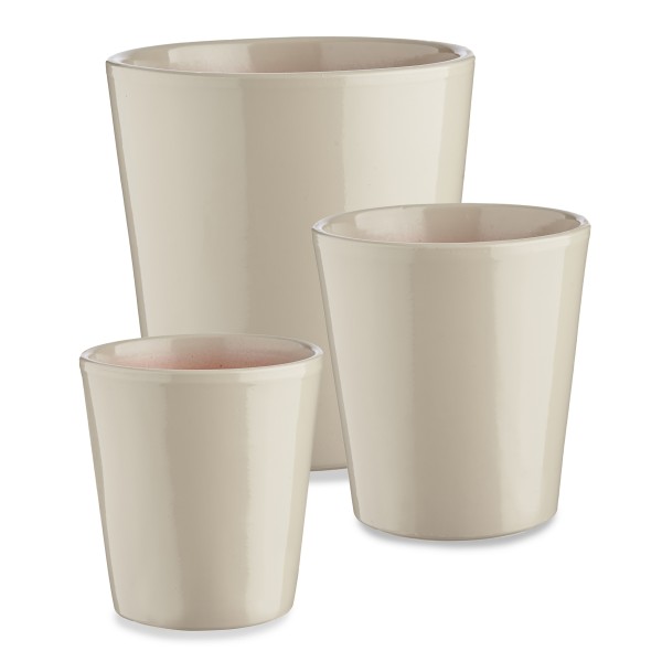 3er Set Blumenübertöpfe "Elena" aus Keramik - in konischer, runder und Zylinderform