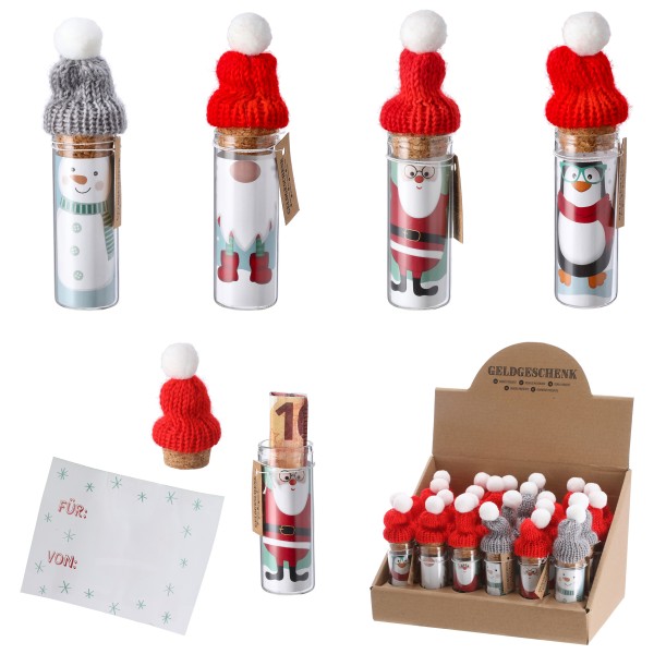 Geldgeschenk-Set "Winterfreunde" H 14 cm - 4 Modelle