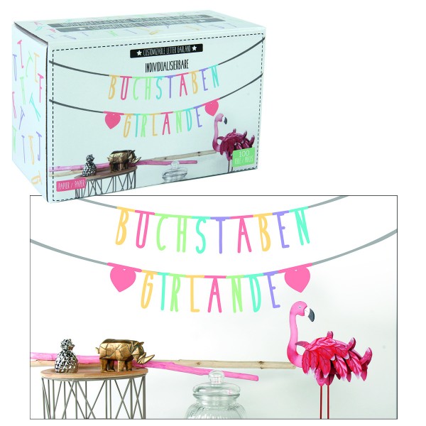 Girlande "Message" 100-Teile individualisierbar bunt DIY