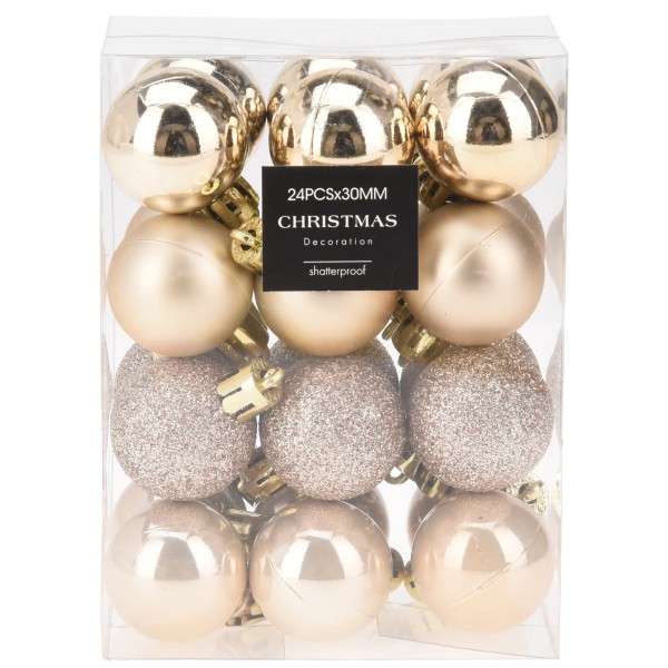 24 x kleine Weihnachtskugeln aus Kunststoff zum Hängen Ø 3 cm