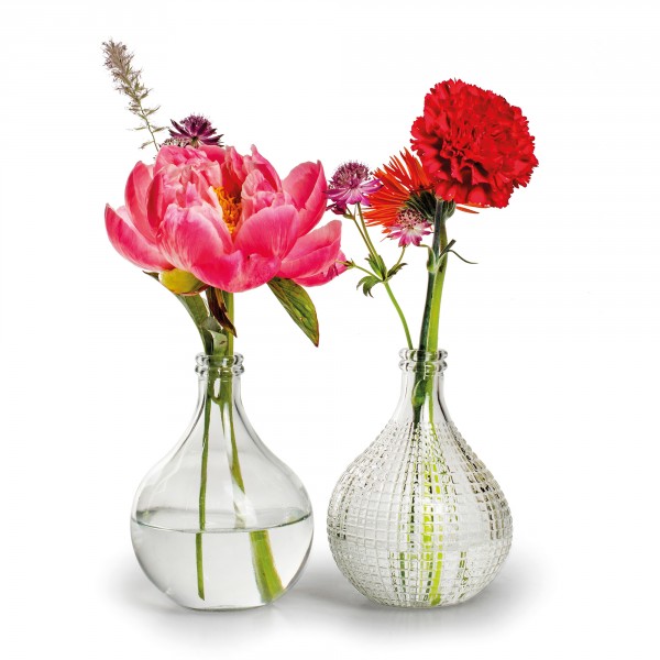 6 x Vasen "Alwin" aus Glas im Vintage-Look H 15 cm