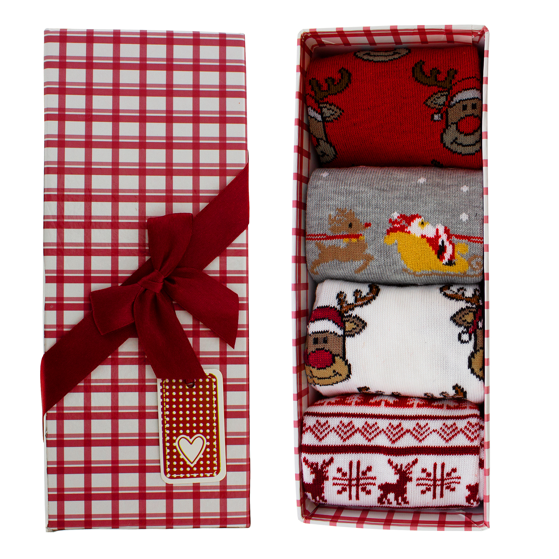 Geschenkkarton 4 Paar Socken für Damen One Size Damensocken Weihnachtsgeschenk 