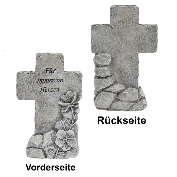 Grabdeko "Kreuz mit Spruch" H 16 cm
