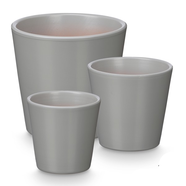 3er Set Blumenübertöpfe "Elena" aus Keramik - in konischer, runder und Zylinderform