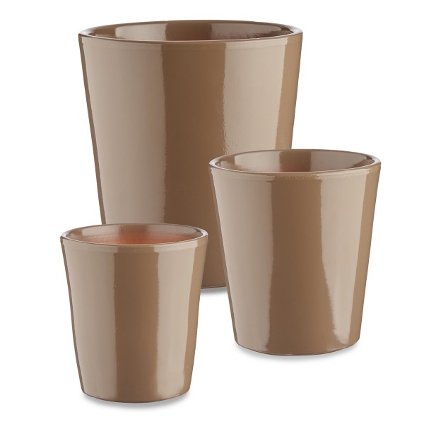 3er Set Blumenübertöpfe "Elena" aus Keramik - in konischer, runder und Zylinderform