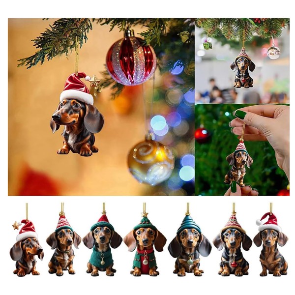 6 x Christbaumschmuck "Dackel" H ca. 8 cm
