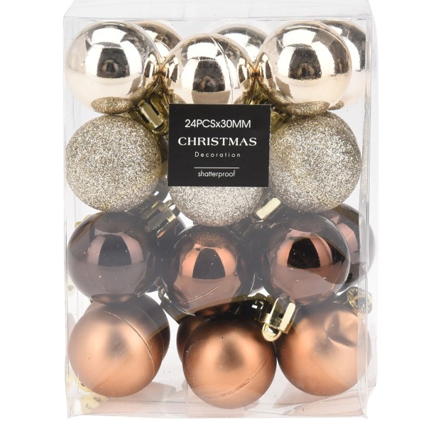 24 x kleine Weihnachtskugeln aus Kunststoff zum Hängen Ø 3 cm