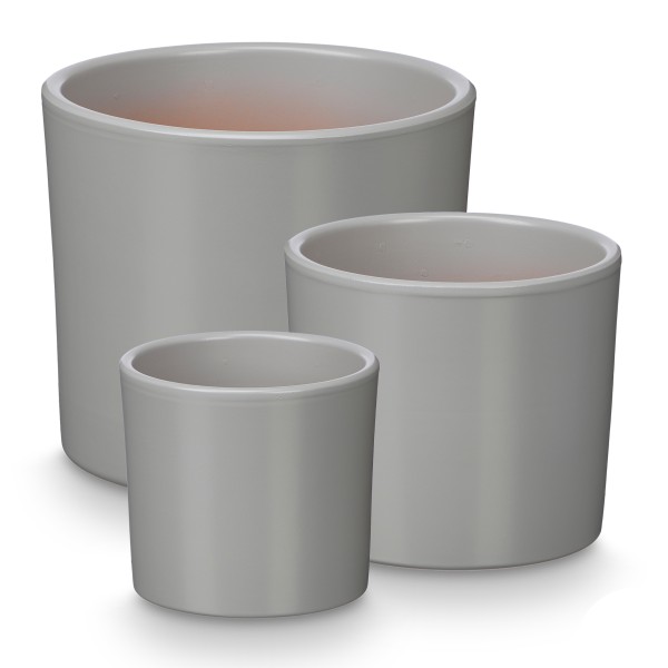 3er Set Blumenübertöpfe "Elena" aus Keramik - in konischer, runder und Zylinderform