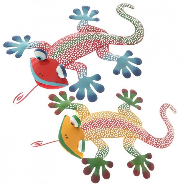 Wanddeko Salamander - Eidechse - Gecko aus Metall zum Hängen