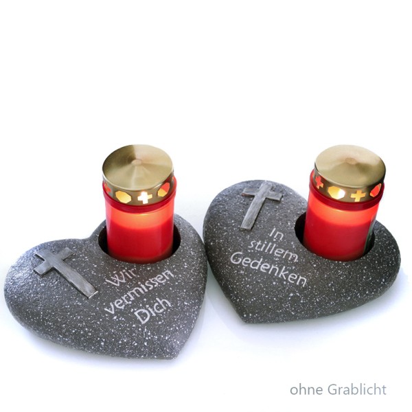 Grablichthalter in Herzform für Grablicht 15 x 15 cm