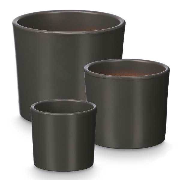 3er Set Blumenübertöpfe "Elena" aus Keramik - in konischer, runder und Zylinderform