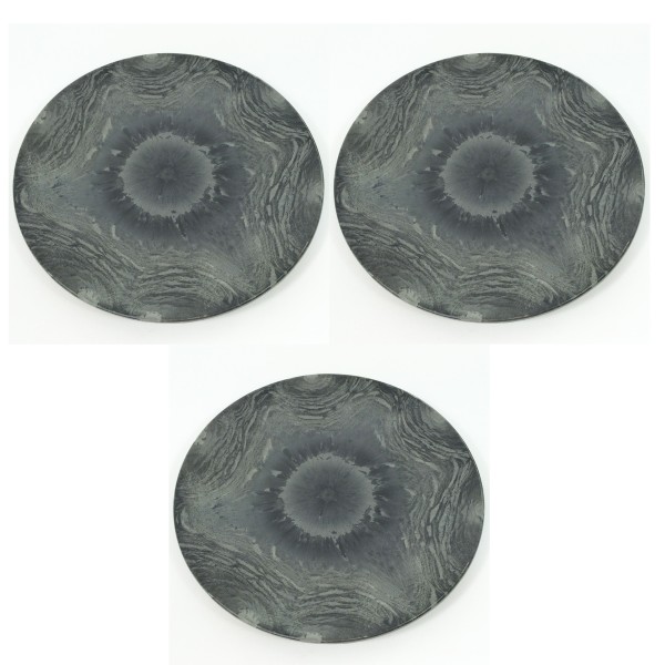 3 x Dekoteller aus Kunststoff in Schiefer-Optik Ø 22 cm