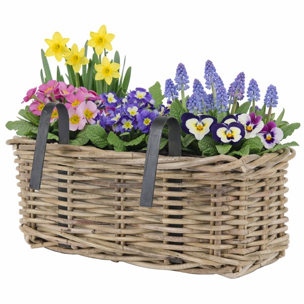 Blumenkasten "Marie" aus Weide mit Folie und Halterung