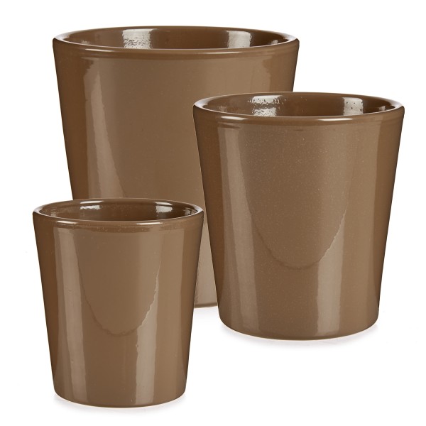 3er Set Blumenübertöpfe "Elena" aus Keramik - in konischer, runder und Zylinderform