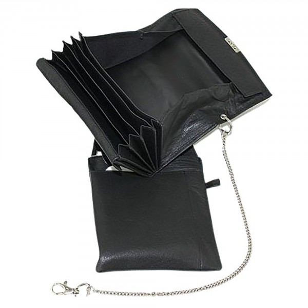 Kellner Geldbörse Echtes Leder mit Tasche und Kette