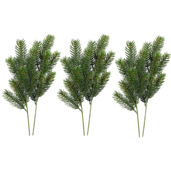 6 x Künstliche Tannenzweige mit jeweils 9 Trieben - L ca. 30 cm