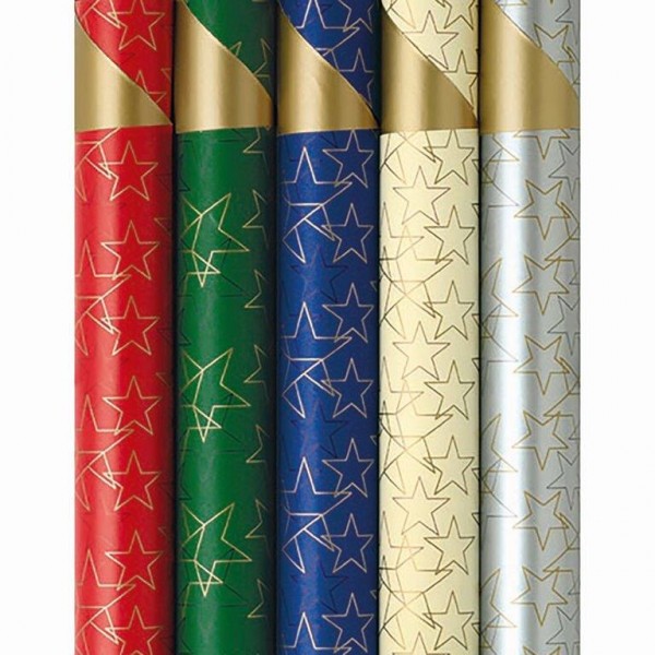 5 Rollen Geschenkpapier Weihnachten Premium Qualität 2 m x 0,70 m