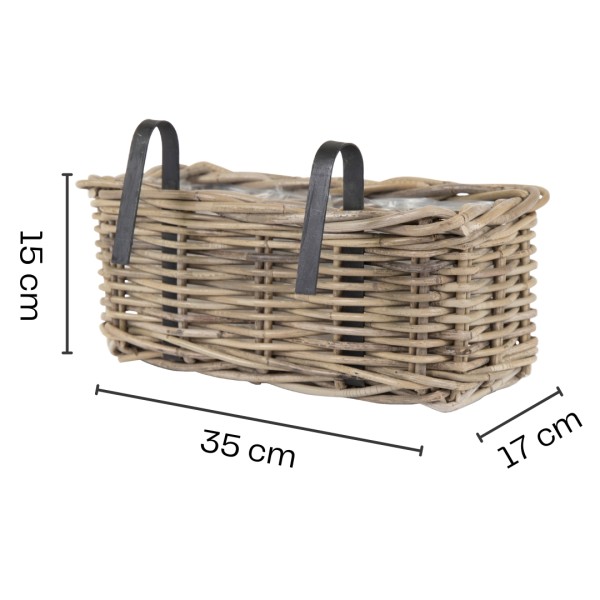 Blumenkasten "Marie" aus Weide mit Folie und Halterung