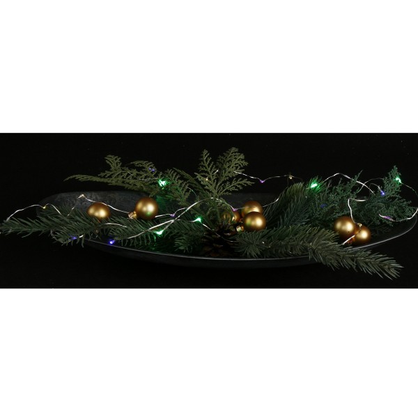 Lichterkette aus Kupferdraht, 20 x LEDs multi, Batteriefach L 180 cm