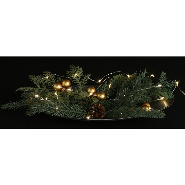 Lichterkette aus Kupferdraht, 20 x LEDs, Batteriefach L 180 cm