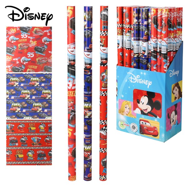 6 Rollen Geschenkpapier "Disney" CARS für Kinder - 12 lfd. Meter / Rolle 2 x 0,70 Meter