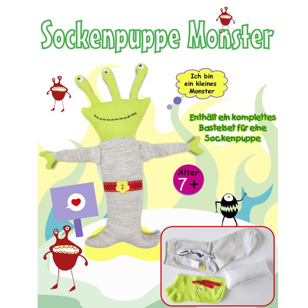 Bastelset Socken-Puppe "Monster"