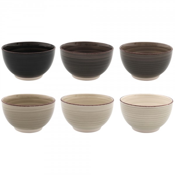 6 x Servierschalen-Set aus Keramik - Müslischalen in tollen Designs