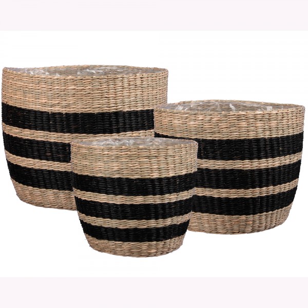 3-tlg. Set Körbe aus Seegras in stilvollem Design