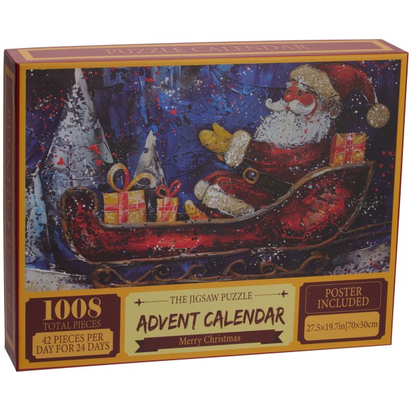 Adventskalender Puzzle mit 1008 Teilen - 24 Schachteln mit jeweils 42 Teilen - 50 x 70 cm